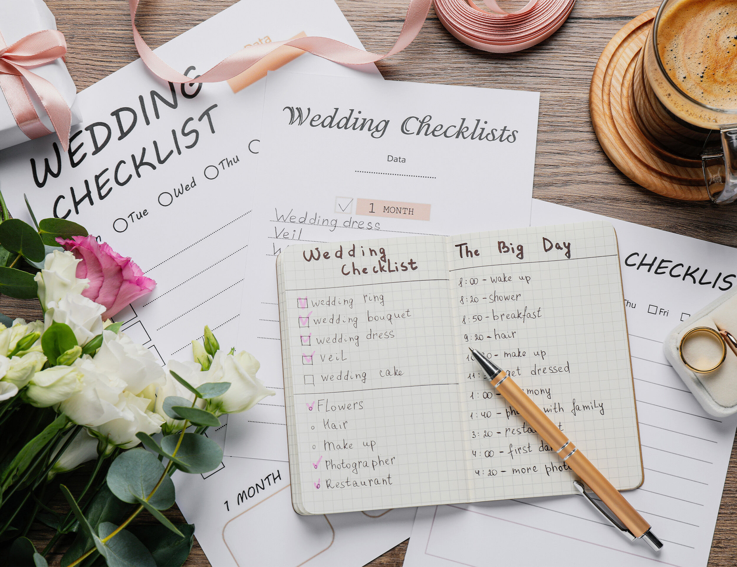 A wedding planning checklist notebook